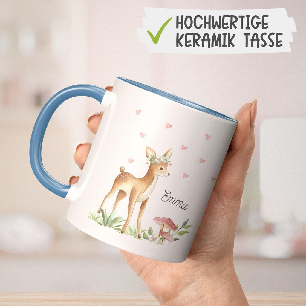 Keramik Tasse Süßes Reh mit Wunschname - von Mikalino