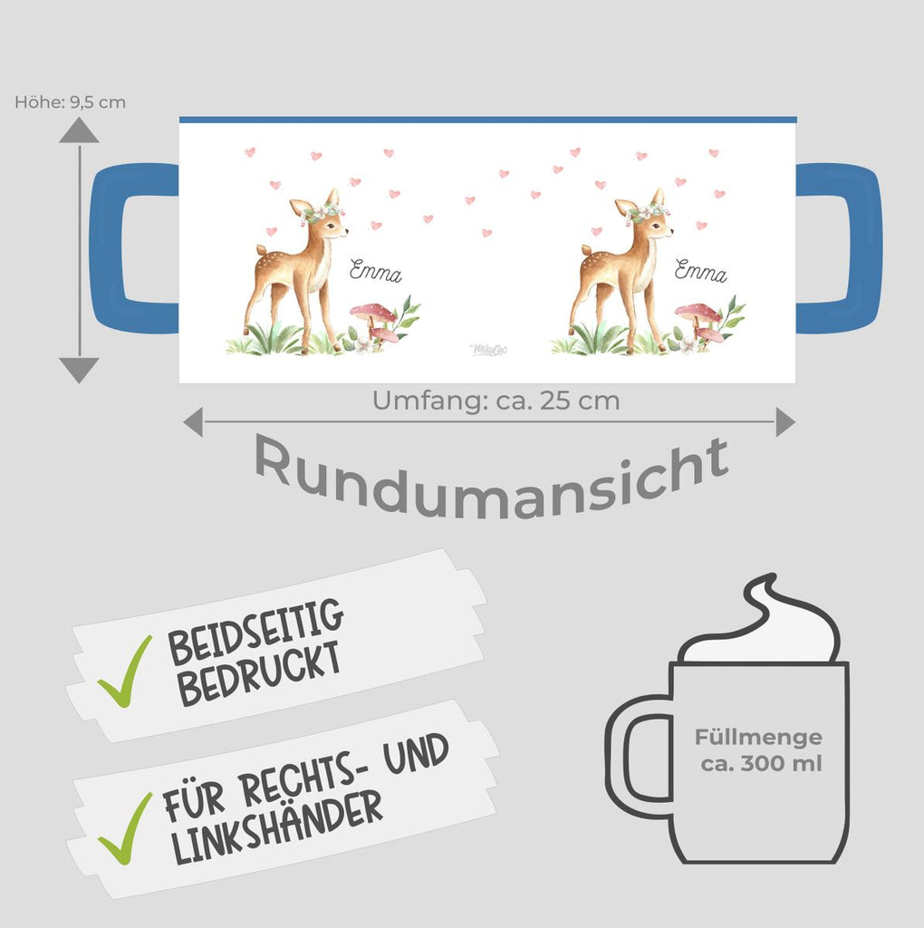 Keramik Tasse Süßes Reh mit Wunschname - von Mikalino