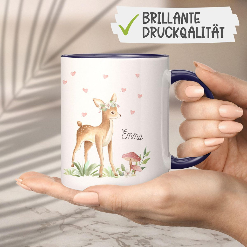 Keramik Tasse Süßes Reh mit Wunschname - von Mikalino