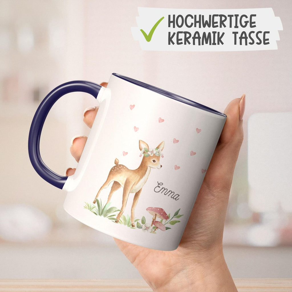 Keramik Tasse Süßes Reh mit Wunschname - von Mikalino