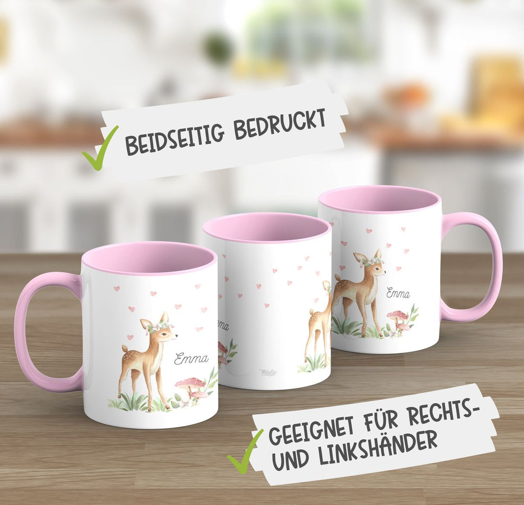 Keramik Tasse Süßes Reh mit Wunschname - von Mikalino