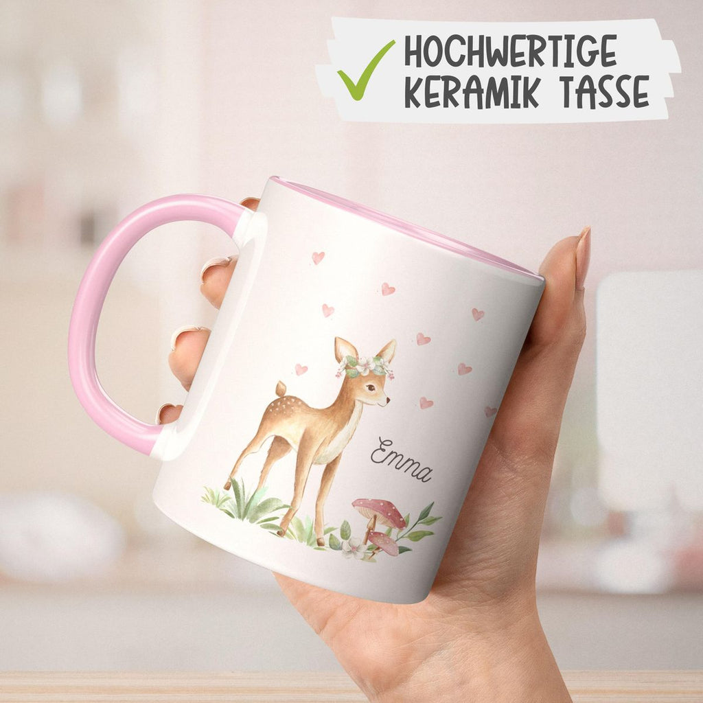 Keramik Tasse Süßes Reh mit Wunschname - von Mikalino