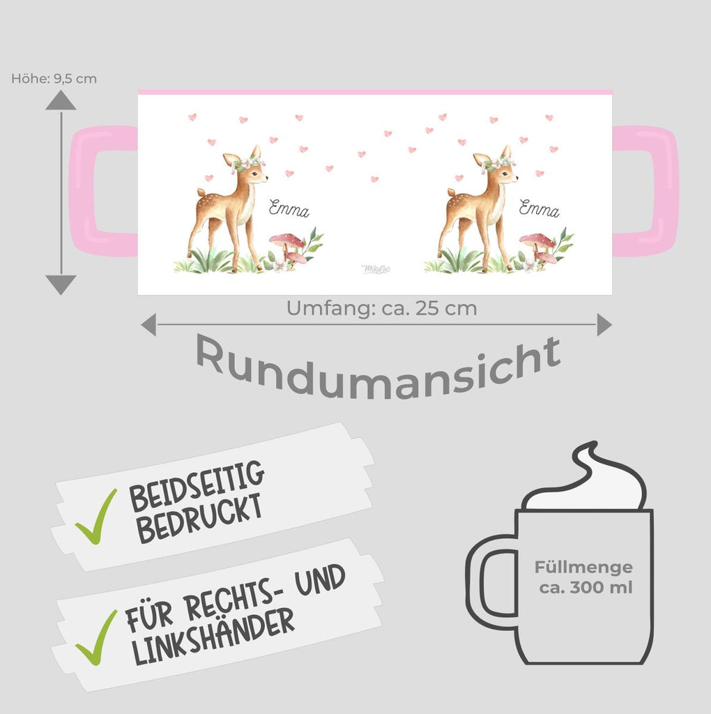 Keramik Tasse Süßes Reh mit Wunschname - von Mikalino