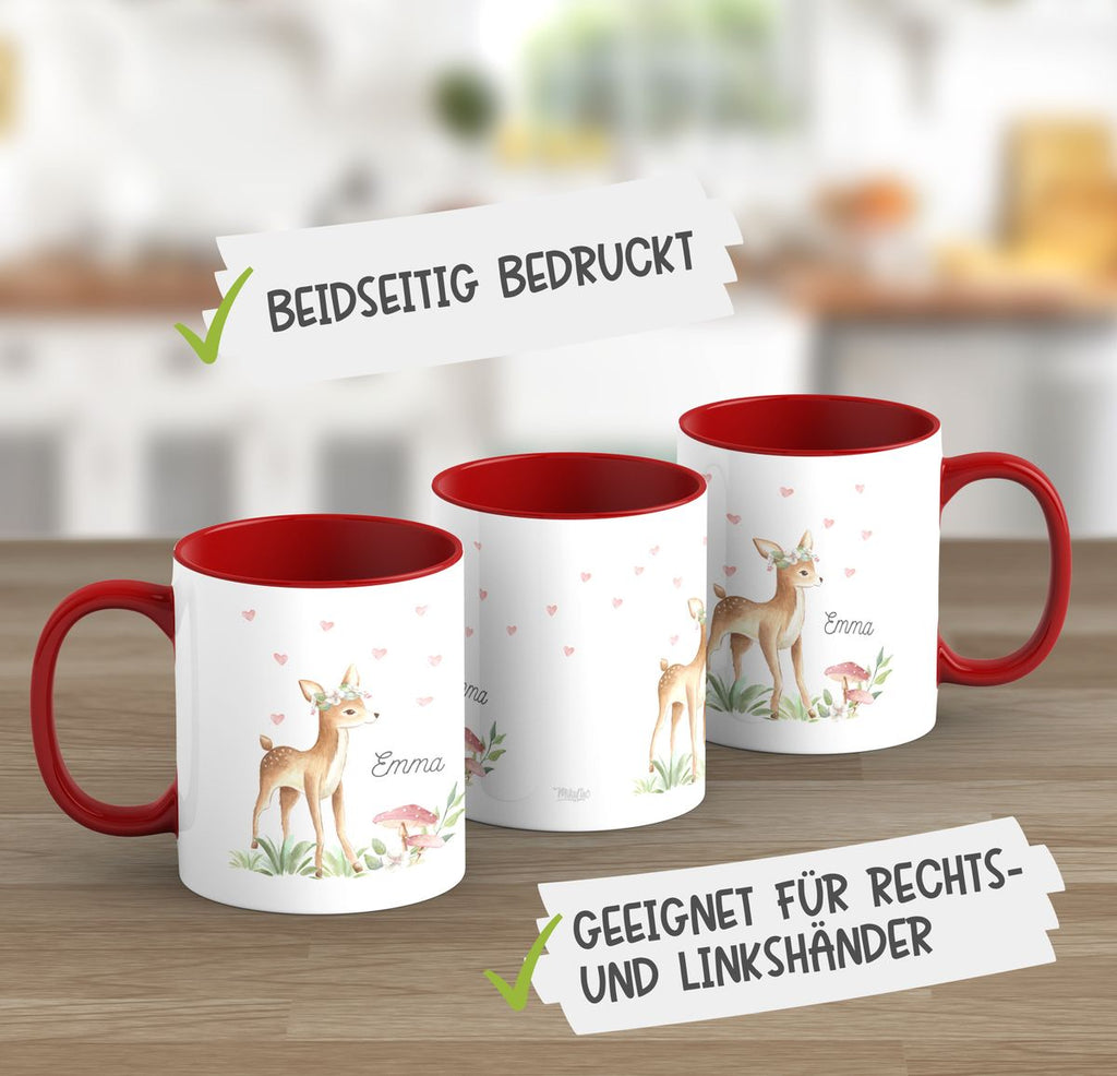 Keramik Tasse Süßes Reh mit Wunschname - von Mikalino