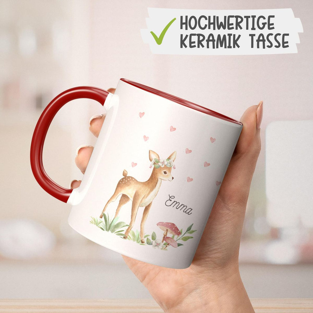 Keramik Tasse Süßes Reh mit Wunschname - von Mikalino