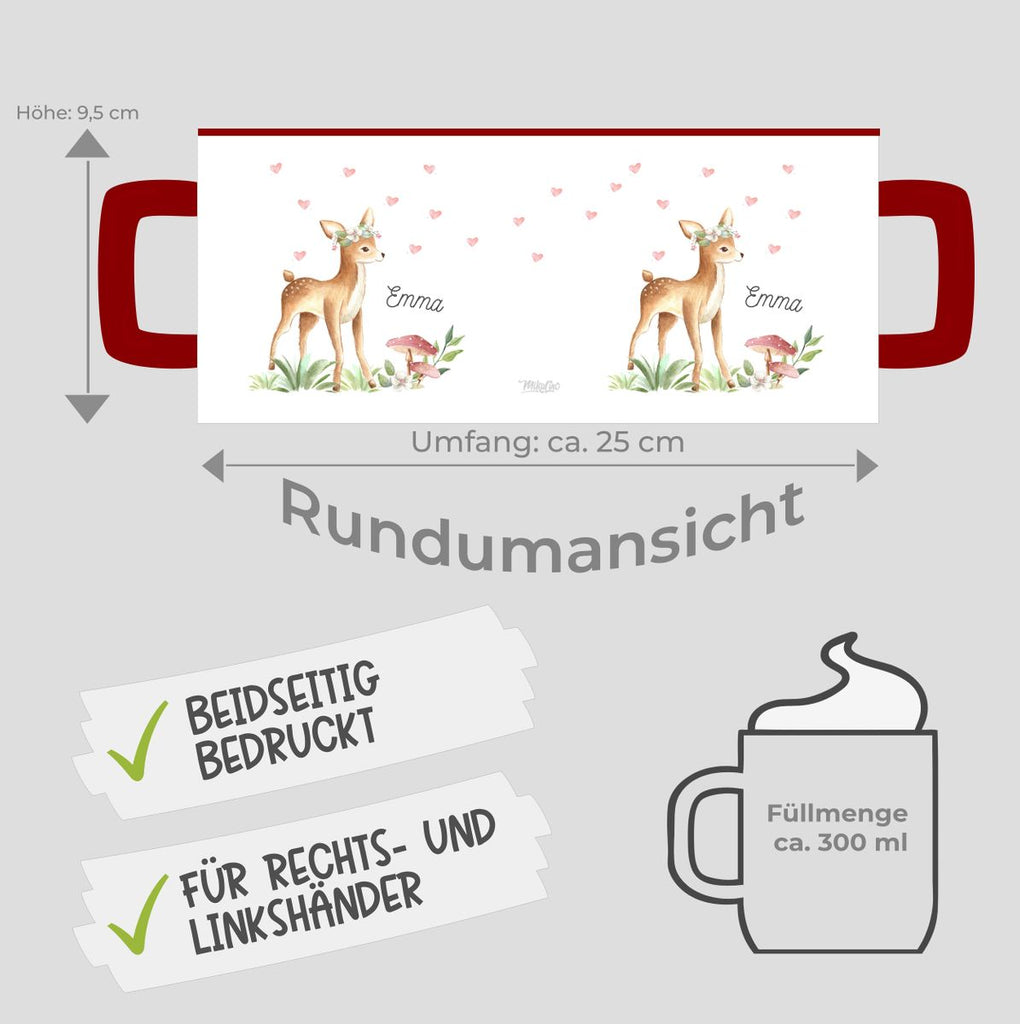 Keramik Tasse Süßes Reh mit Wunschname - von Mikalino