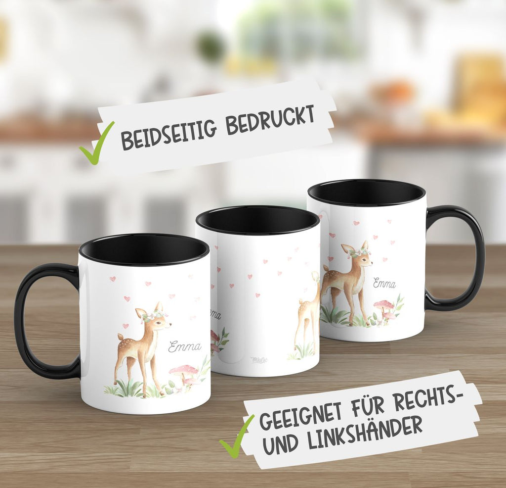 Keramik Tasse Süßes Reh mit Wunschname - von Mikalino