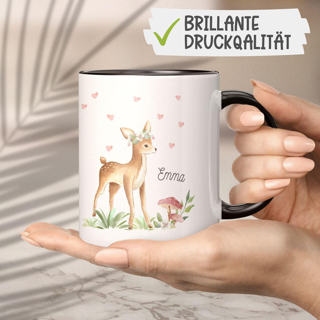 Keramik Tasse Süßes Reh mit Wunschname - von Mikalino