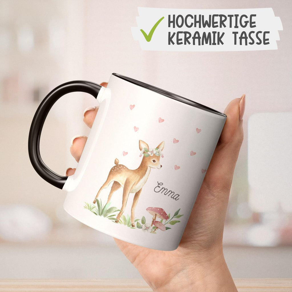 Keramik Tasse Süßes Reh mit Wunschname - von Mikalino