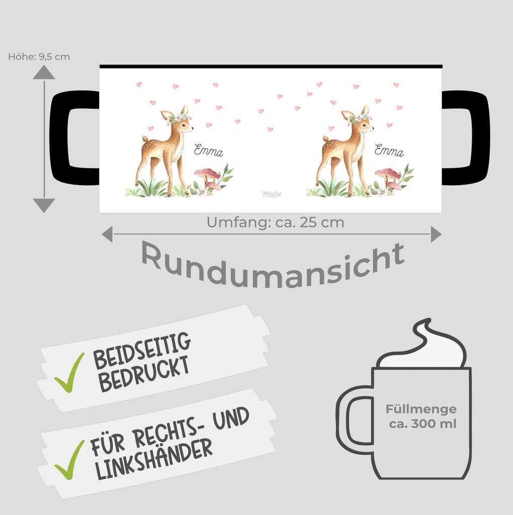 Keramik Tasse Süßes Reh mit Wunschname - von Mikalino