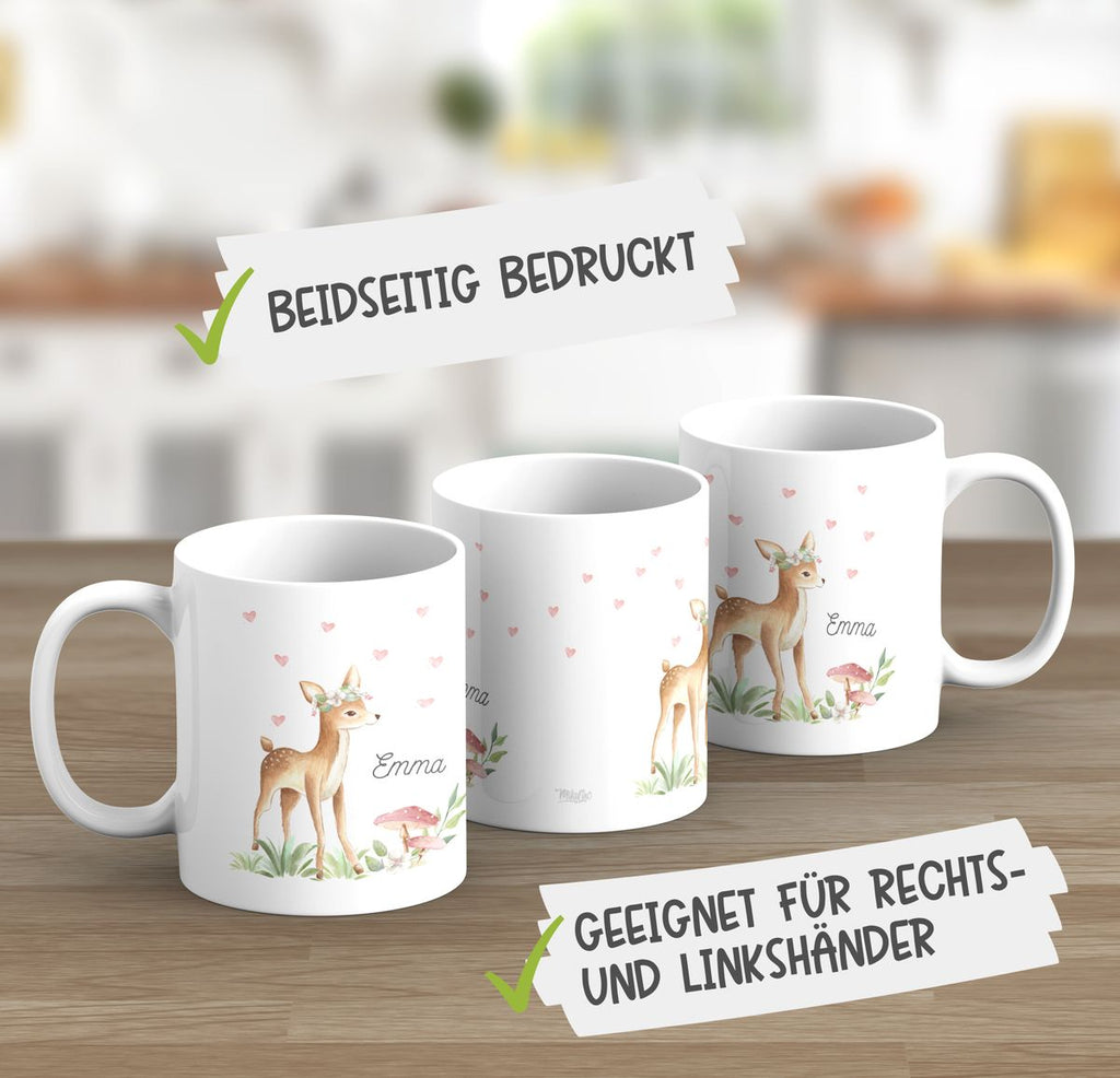 Keramik Tasse Süßes Reh mit Wunschname - von Mikalino