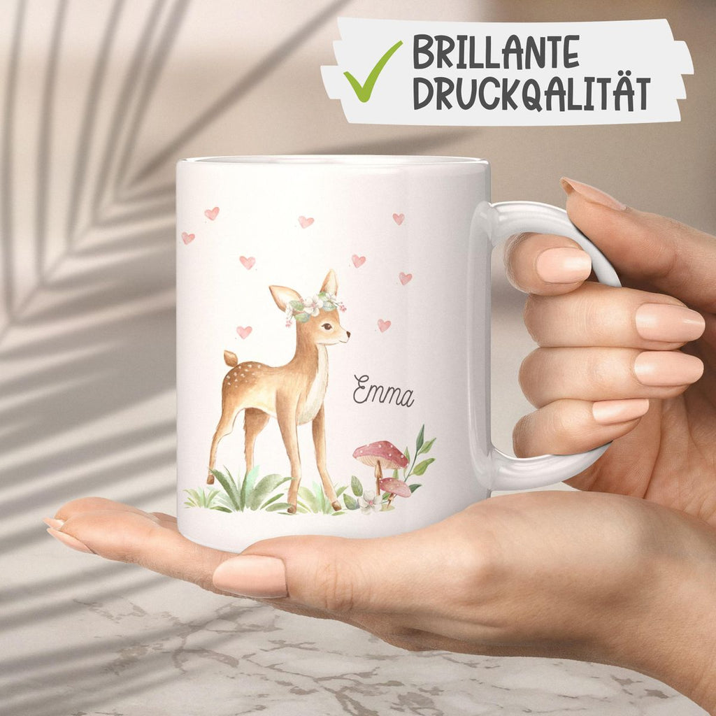 Keramik Tasse Süßes Reh mit Wunschname - von Mikalino