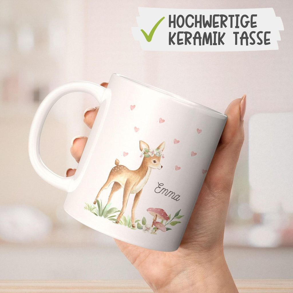 Keramik Tasse Süßes Reh mit Wunschname - von Mikalino