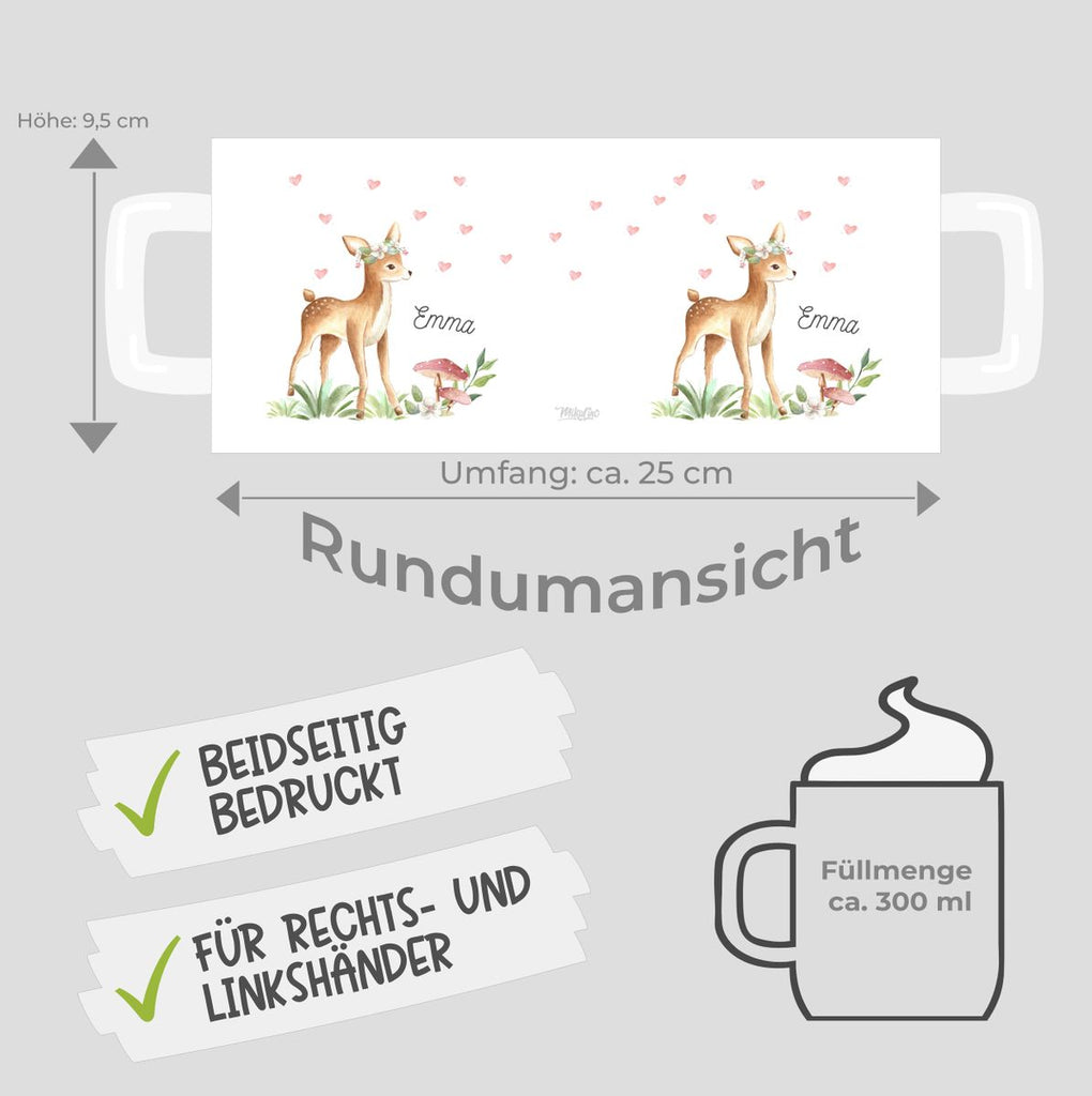 Keramik Tasse Süßes Reh mit Wunschname - von Mikalino