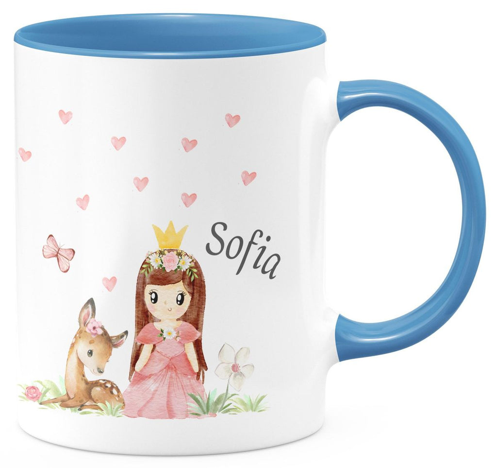 Keramik Tasse Prinzessin & Reh mit Wunschname - von Mikalino