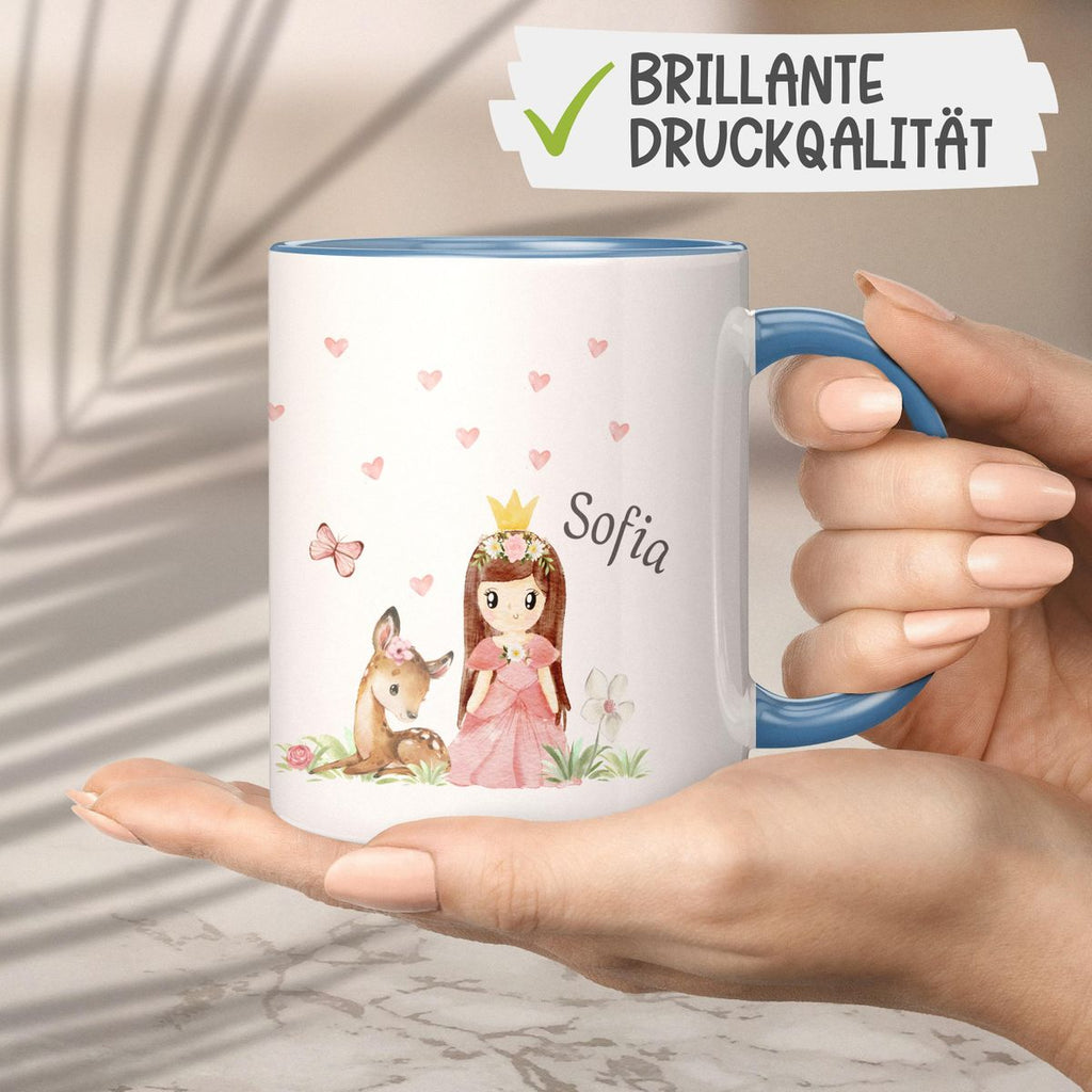 Keramik Tasse Prinzessin & Reh mit Wunschname - von Mikalino