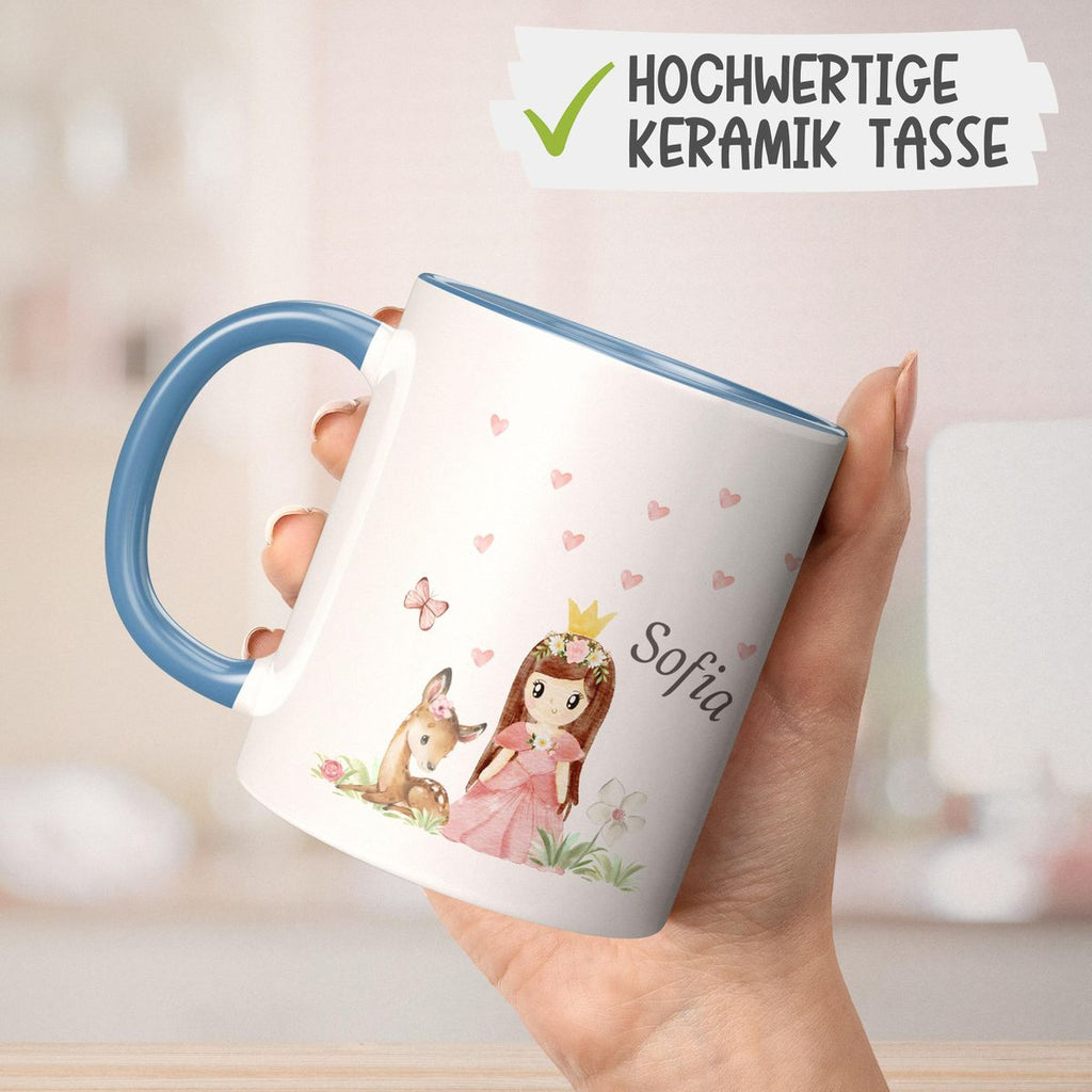 Keramik Tasse Prinzessin & Reh mit Wunschname - von Mikalino