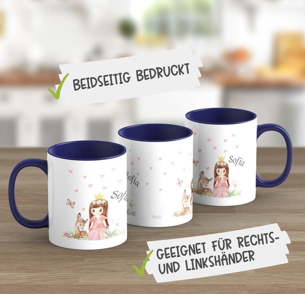 Keramik Tasse Prinzessin & Reh mit Wunschname - von Mikalino