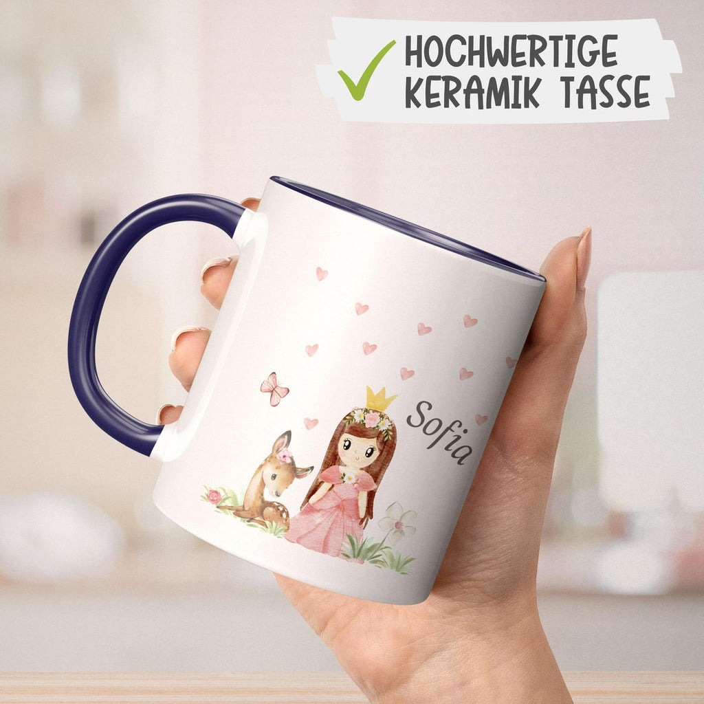 Keramik Tasse Prinzessin & Reh mit Wunschname - von Mikalino