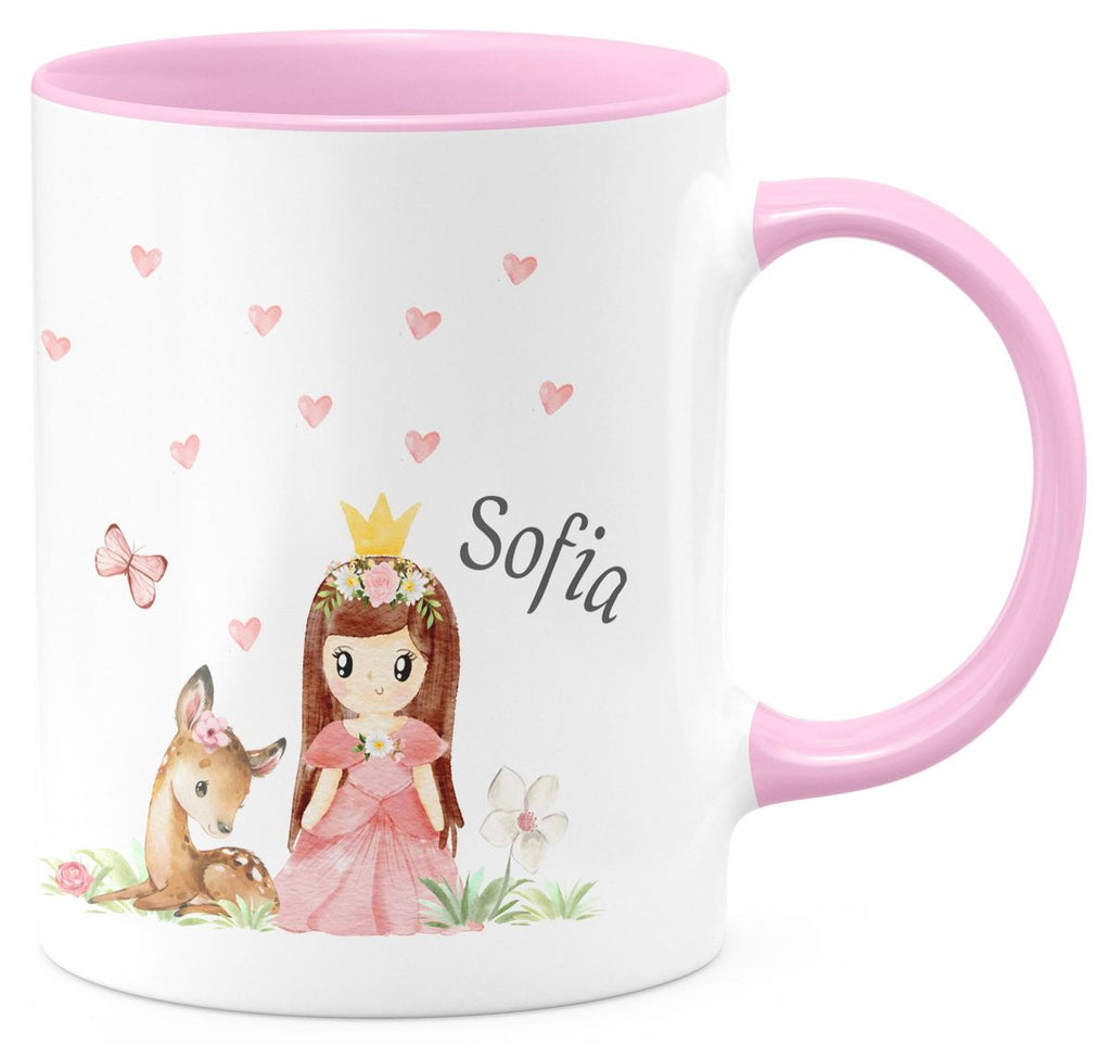 Keramik Tasse Prinzessin & Reh mit Wunschname - von Mikalino