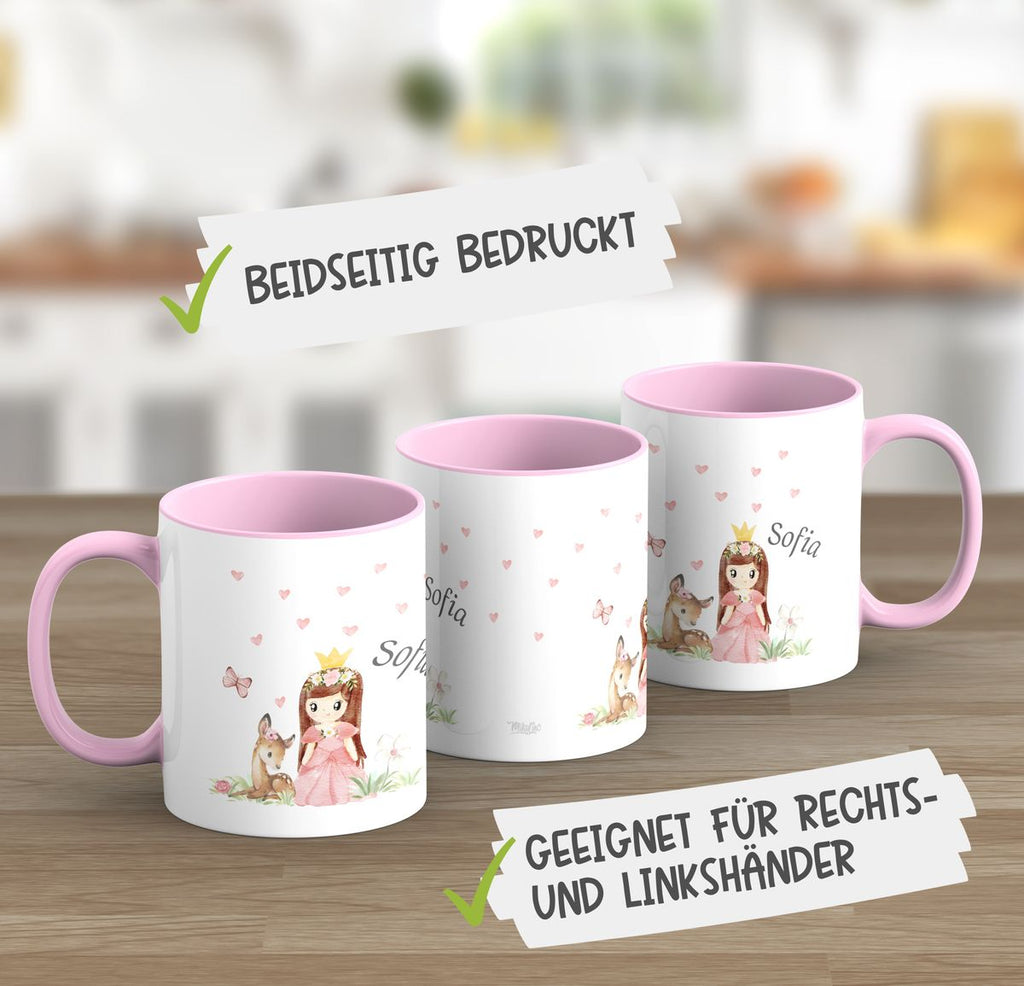 Keramik Tasse Prinzessin & Reh mit Wunschname - von Mikalino