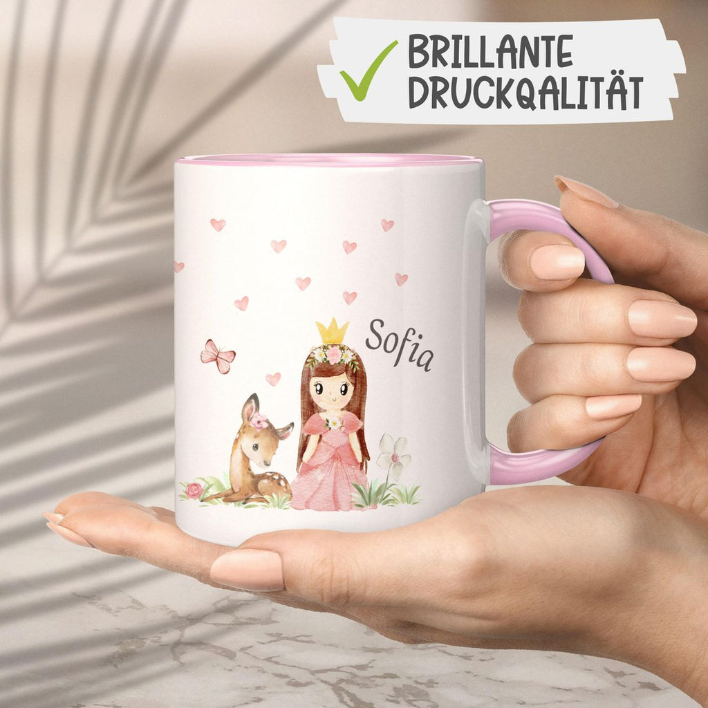 Keramik Tasse Prinzessin & Reh mit Wunschname - von Mikalino