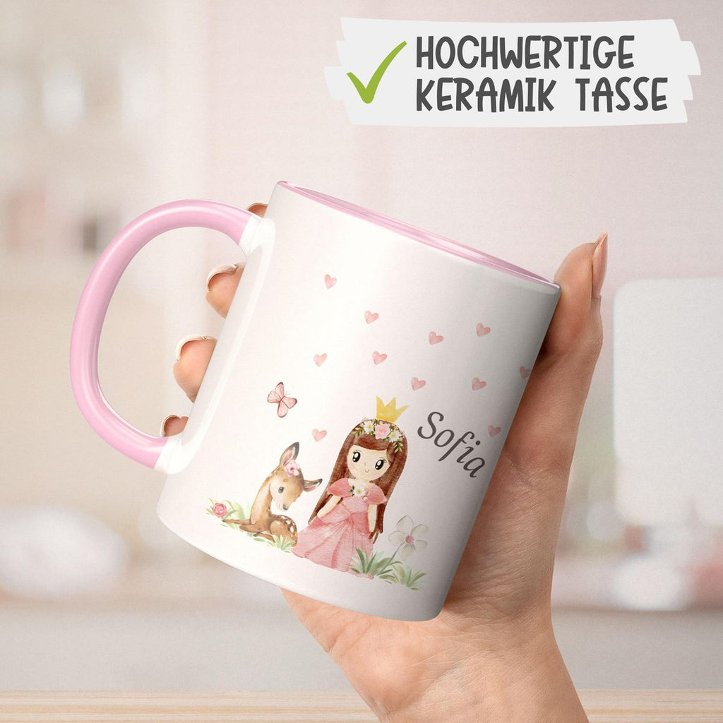 Keramik Tasse Prinzessin & Reh mit Wunschname - von Mikalino