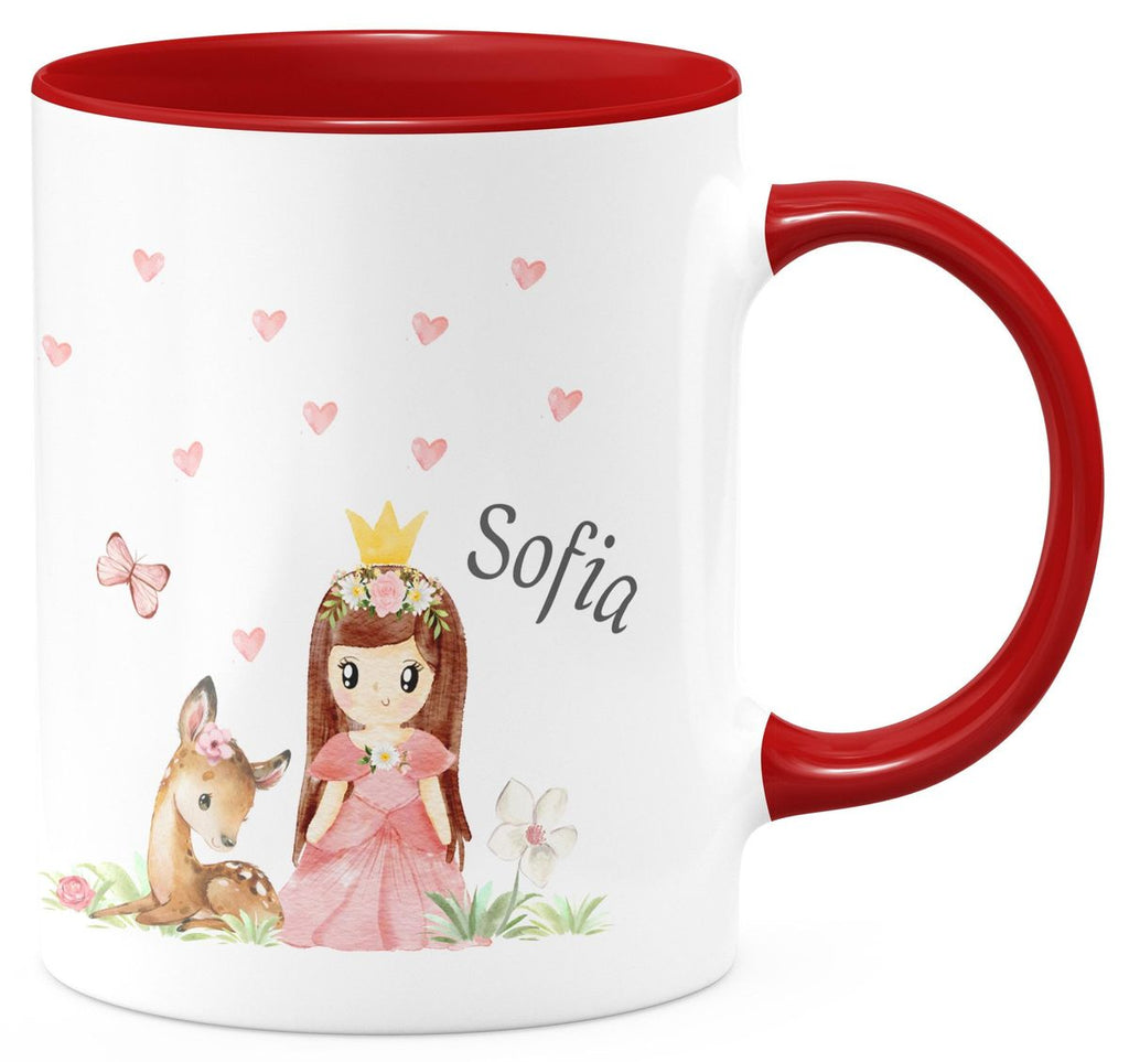 Keramik Tasse Prinzessin & Reh mit Wunschname - von Mikalino