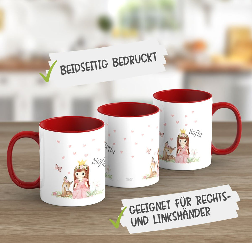 Keramik Tasse Prinzessin & Reh mit Wunschname - von Mikalino