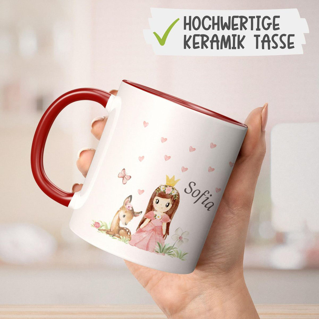 Keramik Tasse Prinzessin & Reh mit Wunschname - von Mikalino