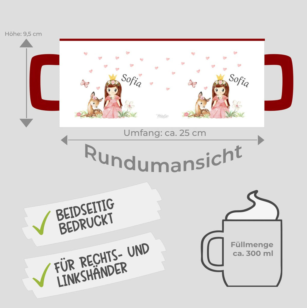 Keramik Tasse Prinzessin & Reh mit Wunschname - von Mikalino