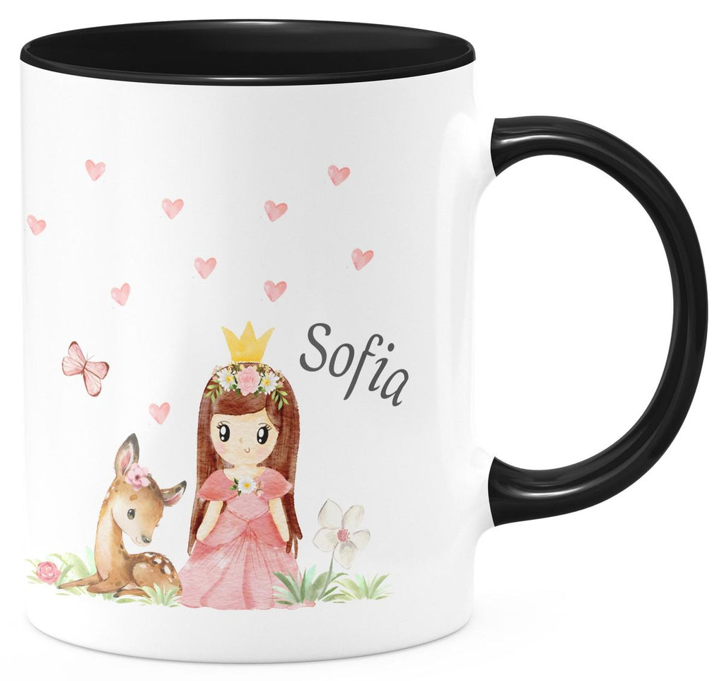 Keramik Tasse Prinzessin & Reh mit Wunschname - von Mikalino