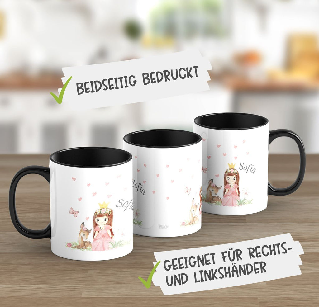 Keramik Tasse Prinzessin & Reh mit Wunschname - von Mikalino