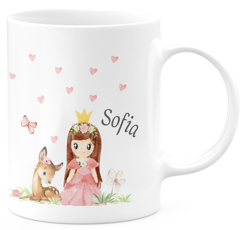 Keramik Tasse Prinzessin & Reh mit Wunschname - von Mikalino