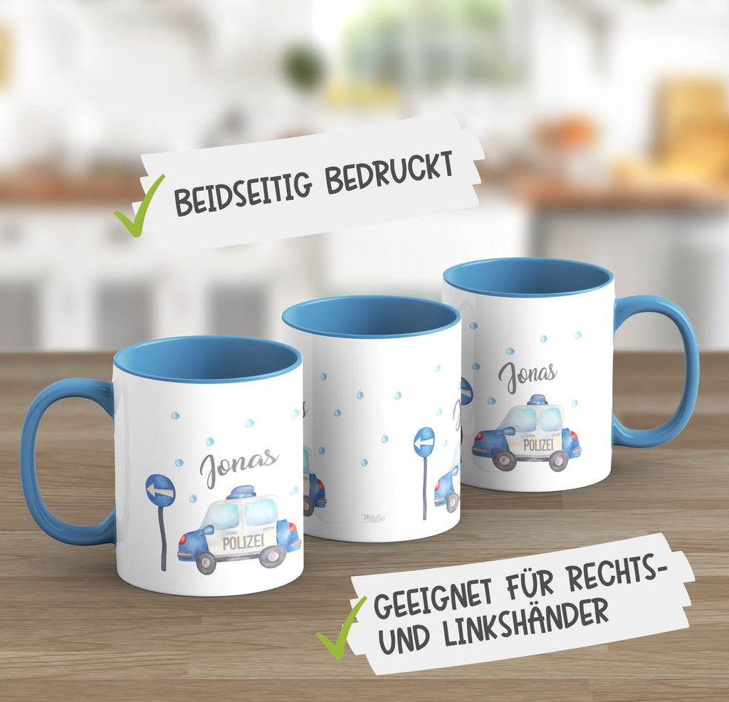 Keramik Tasse Polizeiauto mit Wunschname - von Mikalino