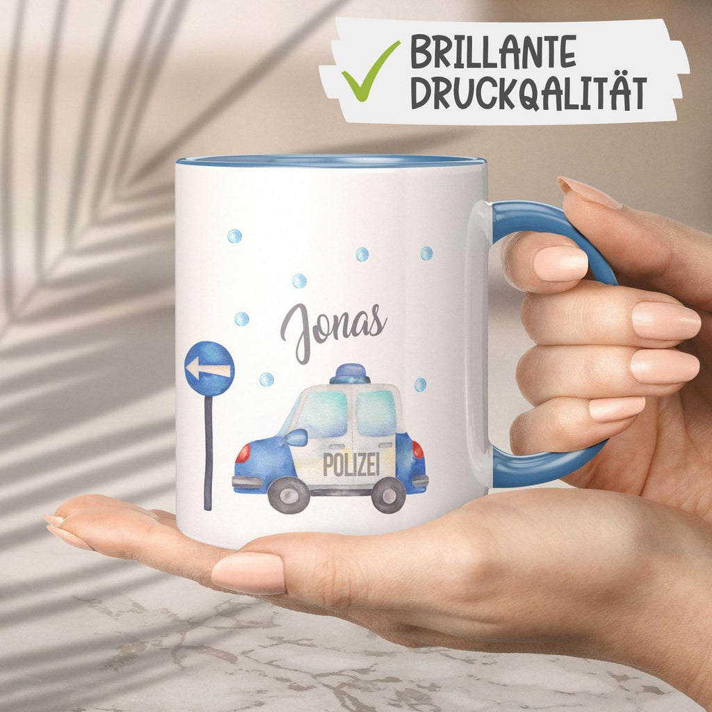 Keramik Tasse Polizeiauto mit Wunschname - von Mikalino