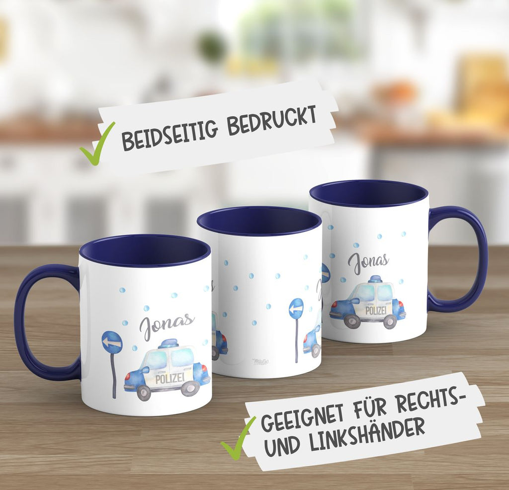 Keramik Tasse Polizeiauto mit Wunschname - von Mikalino