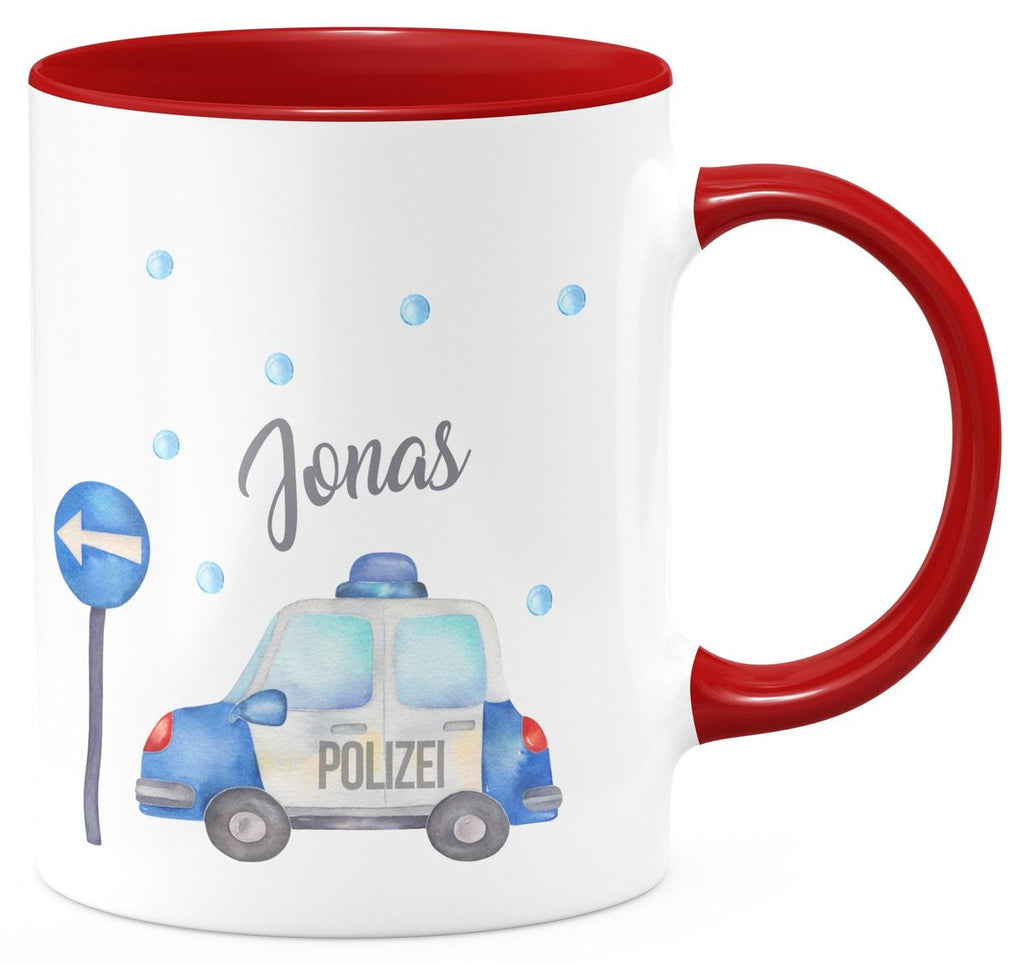 Keramik Tasse Polizeiauto mit Wunschname - von Mikalino