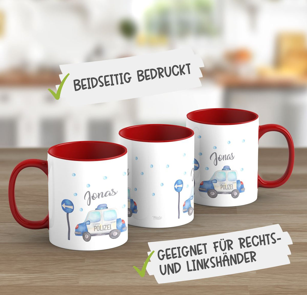 Keramik Tasse Polizeiauto mit Wunschname - von Mikalino