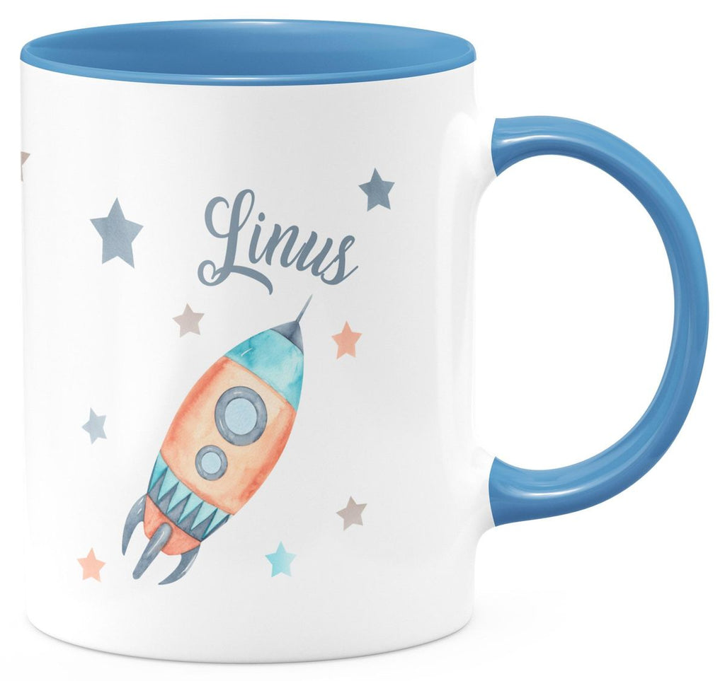 Keramik Tasse Rakete und All mit Wunschname - von Mikalino