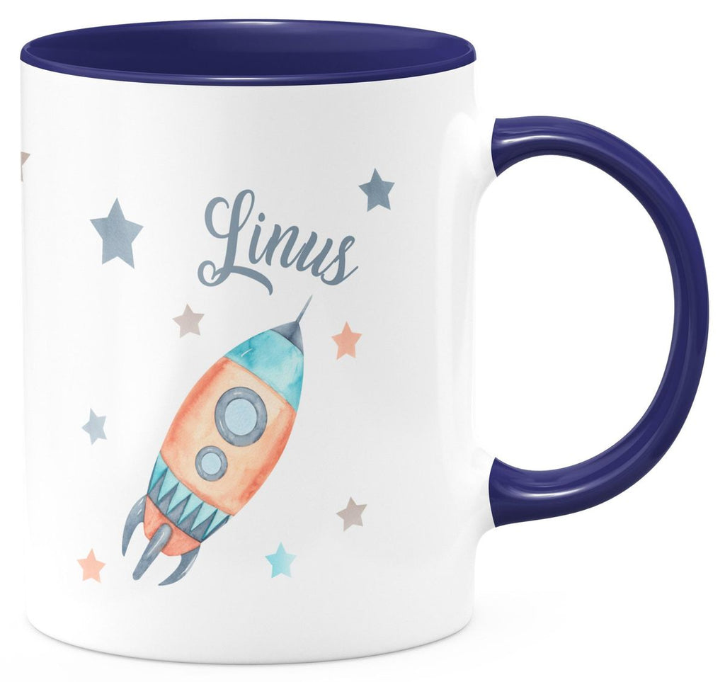 Keramik Tasse Rakete und All mit Wunschname - von Mikalino