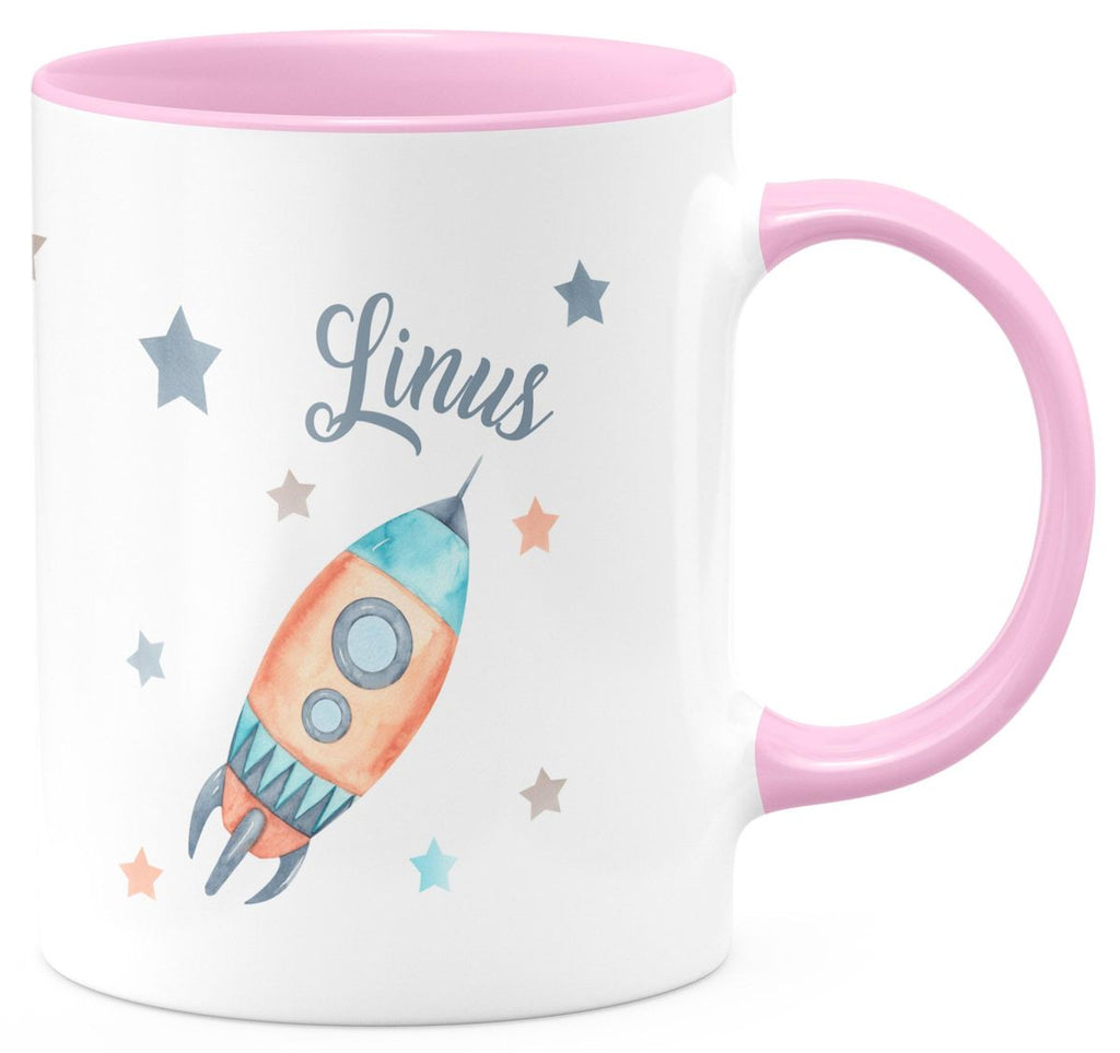 Keramik Tasse Rakete und All mit Wunschname - von Mikalino