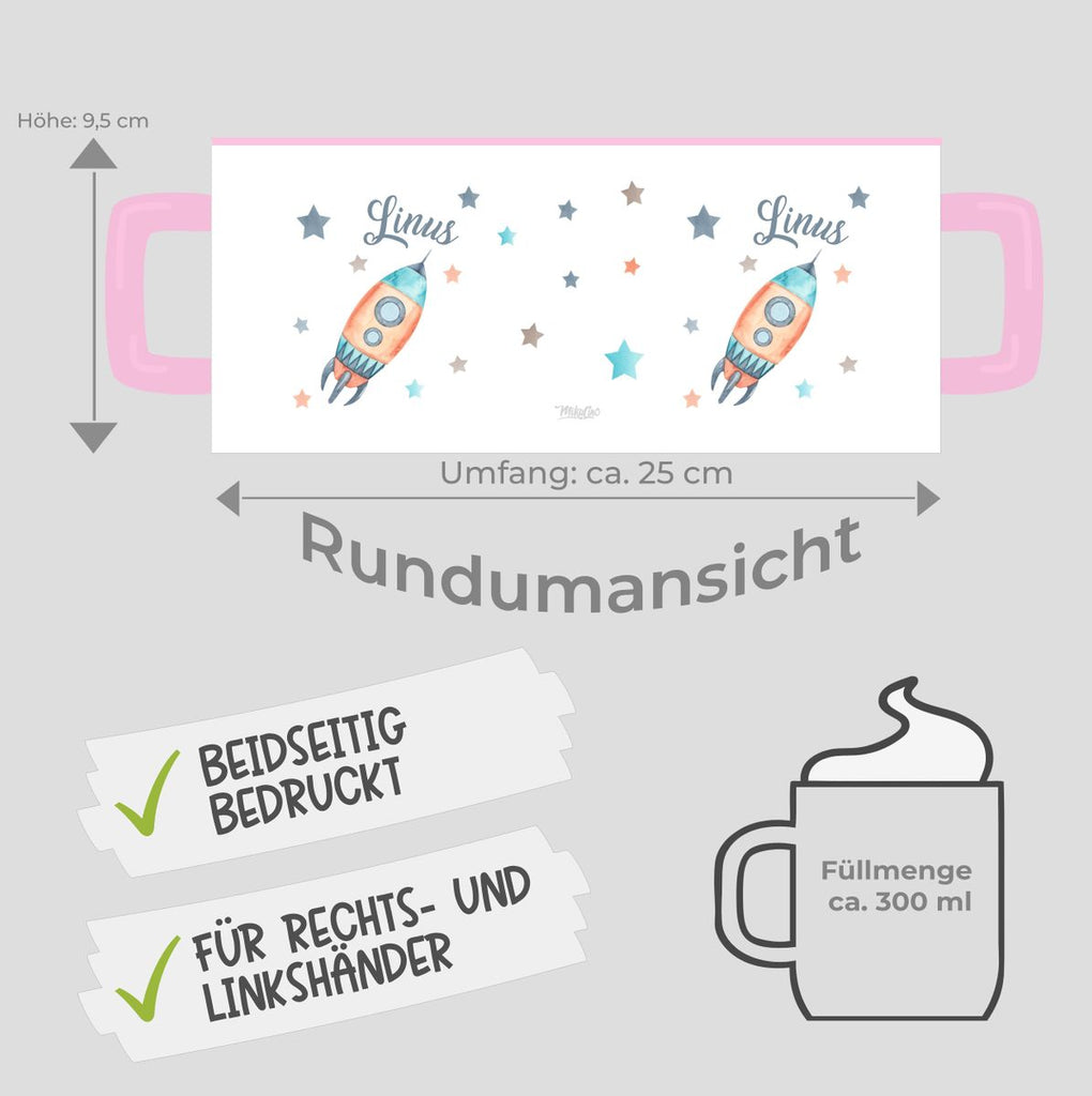 Keramik Tasse Rakete und All mit Wunschname - von Mikalino