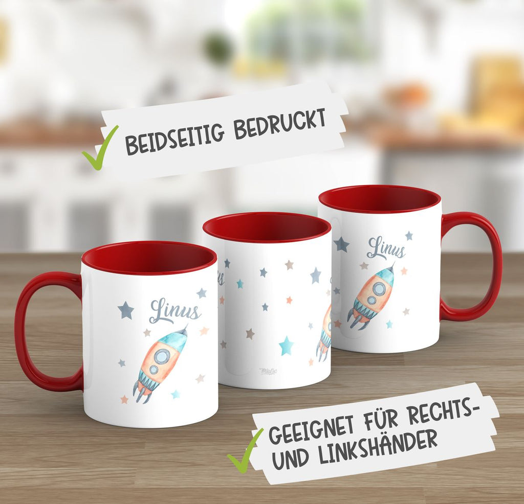 Keramik Tasse Rakete und All mit Wunschname - von Mikalino