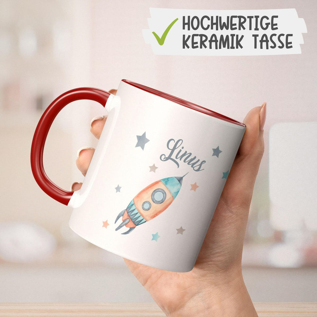 Keramik Tasse Rakete und All mit Wunschname - von Mikalino