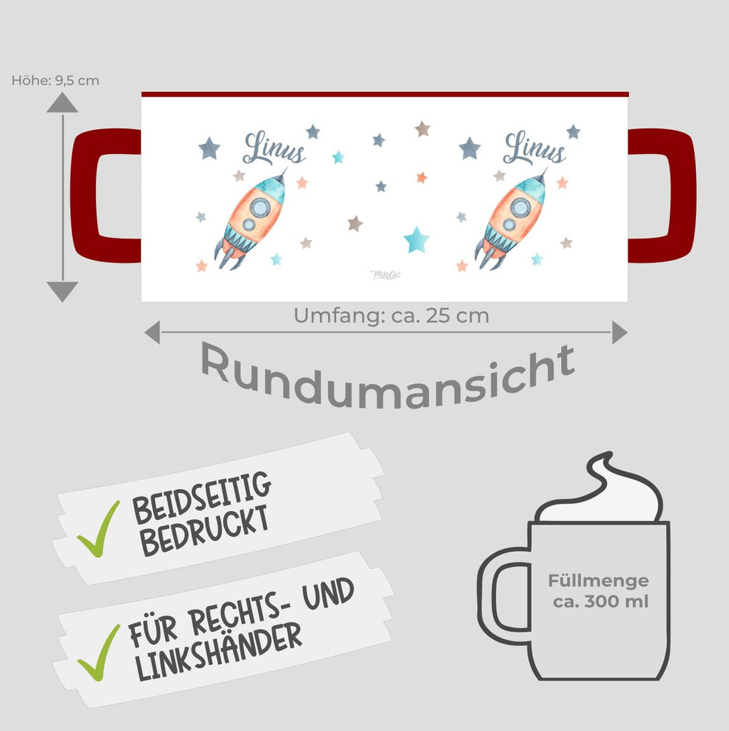 Keramik Tasse Rakete und All mit Wunschname - von Mikalino