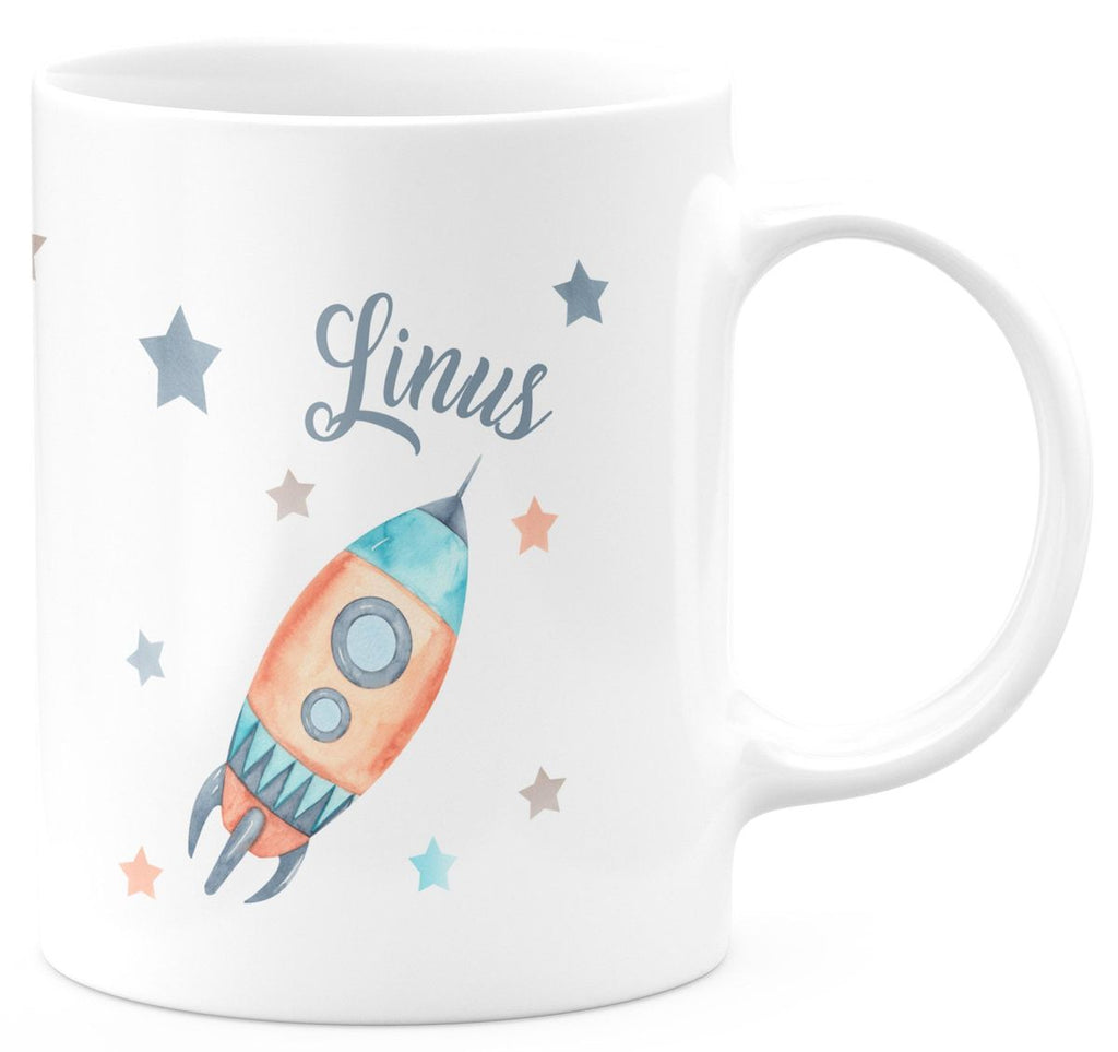 Keramik Tasse Rakete und All mit Wunschname - von Mikalino