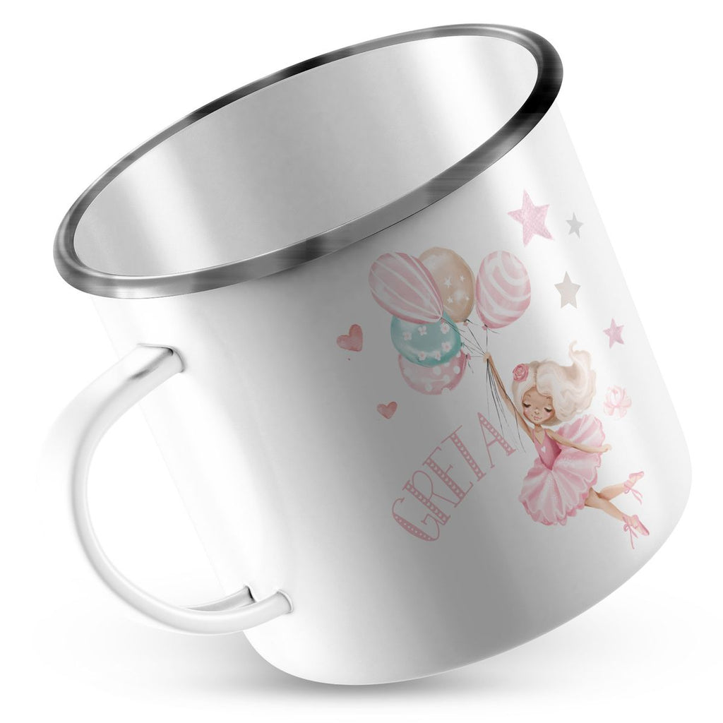 Emaille Tasse Ballerina fliegt mit Luftballons personalisiert mit Namen | handbedrucktes Geschenk - von Mikalino