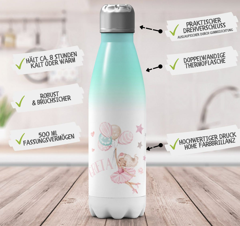 Thermo Trinkflasche Kleine Ballerina mit Wunschname - von Mikalino