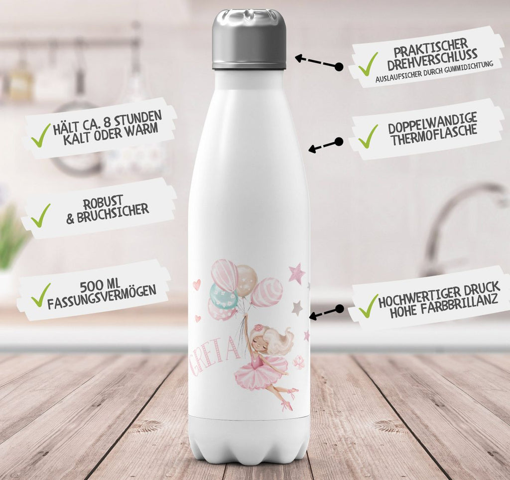 Thermo Trinkflasche Kleine Ballerina mit Wunschname - von Mikalino